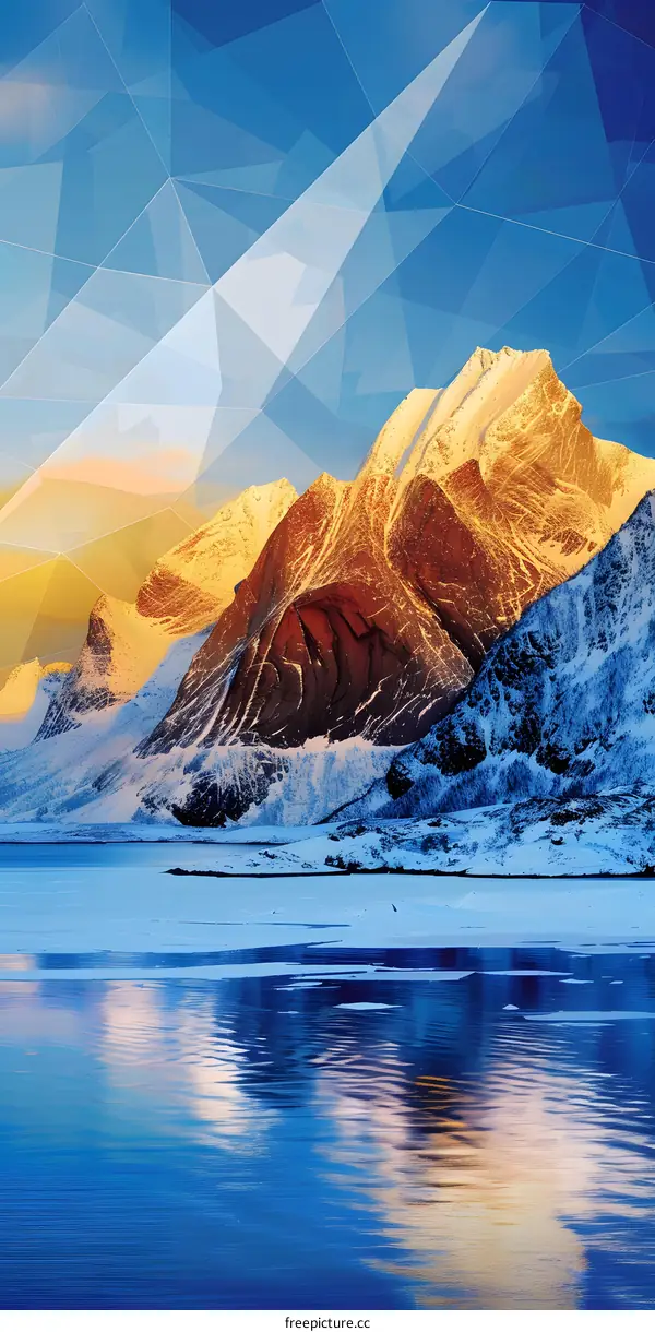Abstract Mountain Landscape with Geometric Patterns