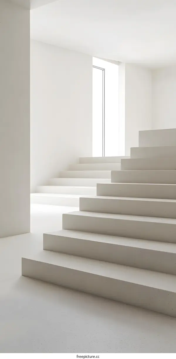 Minimalist White Interior Design with Staircase and Window