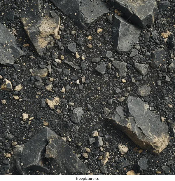 Close-up of dark rocky ground