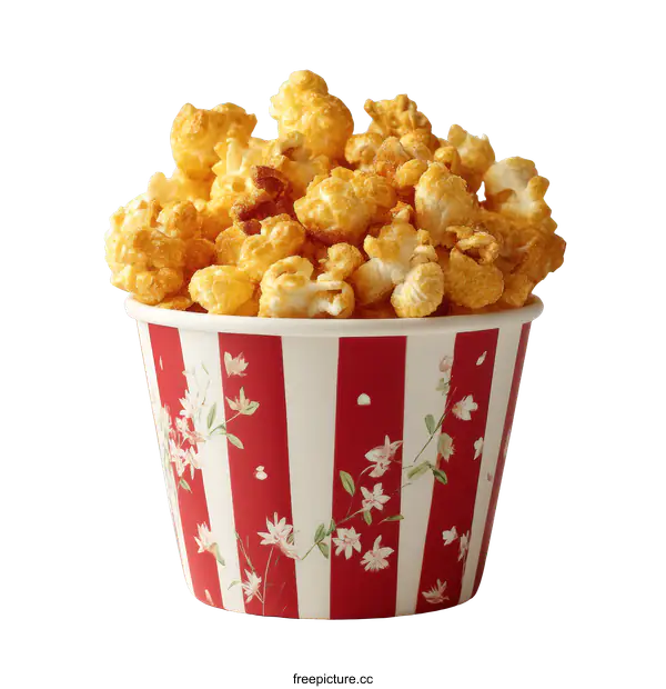 [Transparent Background PNG]Popcorn in a decorative paper cup
