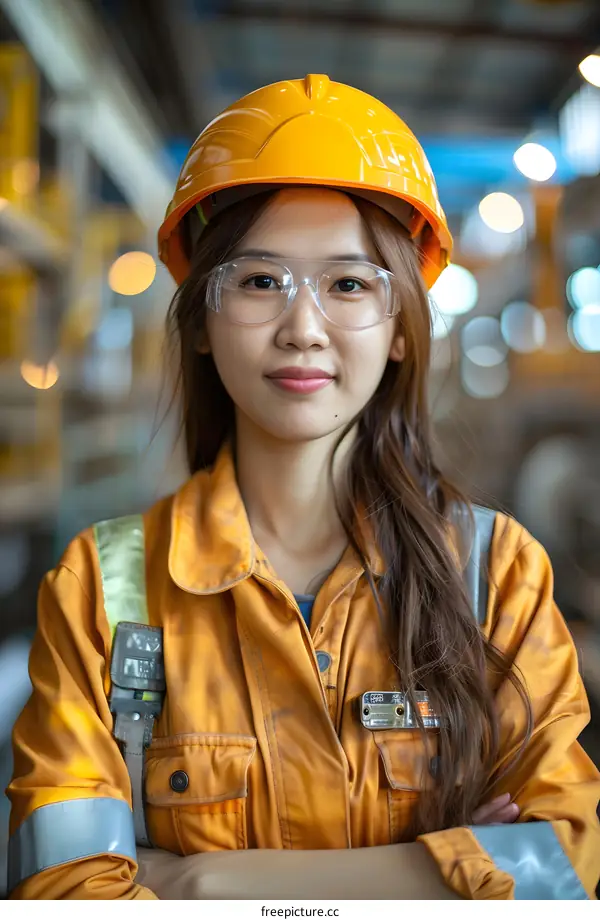 Portrait of confident female engineer in factory