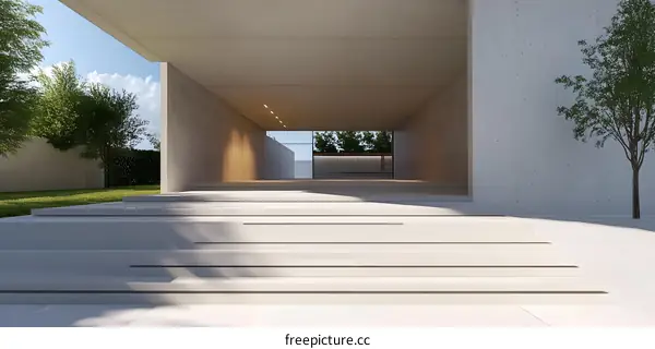 Modern Minimalist House Design With Concrete Walls And Steps