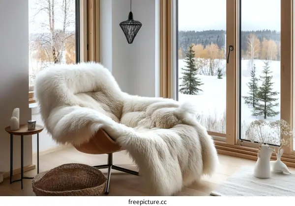 Cozy Winter Room with Snowy Landscape View