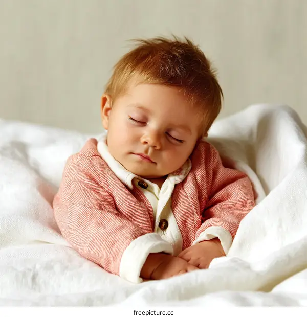 Peaceful Baby Sleeping in a Soft Blanket