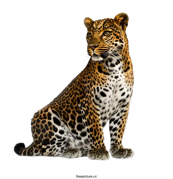 [Transparent Background PNG]Leopard Sitting on White Background
