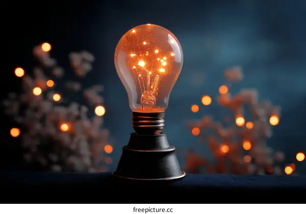 Vintage Edison Lightbulb with Bokeh Lighting