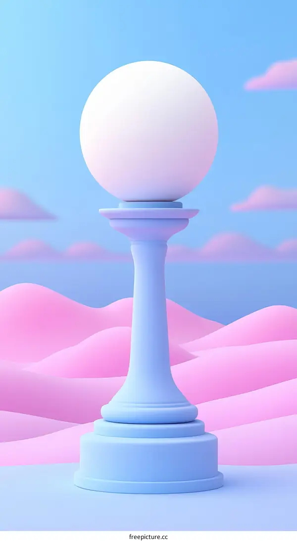 Abstract Pastel Blue Column with White Sphere