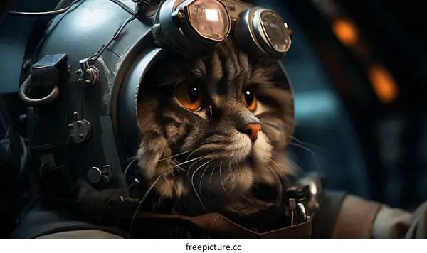 A cat wearing a space helmet