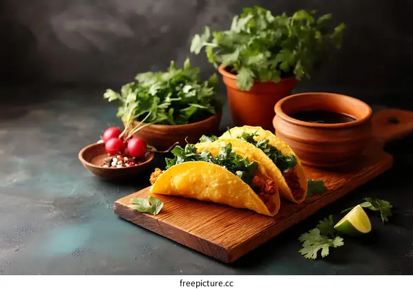 Delicious Mexican Tacos with Fresh Herbs and Sauce