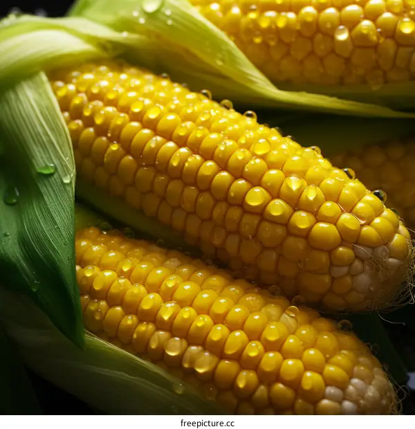 Yellow Corn on the Cob with Green Husks