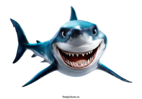 [Transparent Background PNG]Smiling Shark Illustration Isolated on White Background