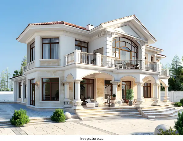 A luxurious house with a beautiful exterior