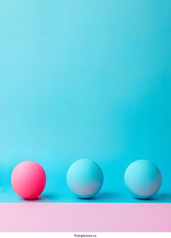 Pink and Blue Easter Eggs on a Two Tone Background
