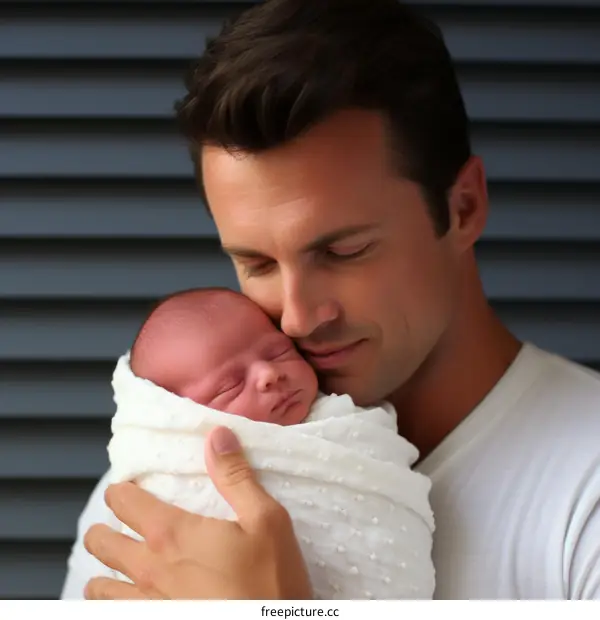 Father and newborn baby boy