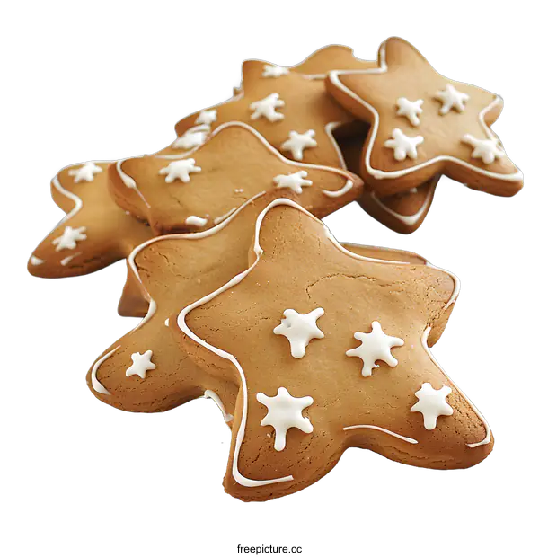 [Transparent Background PNG]gingerbread cookies decorated with white icing