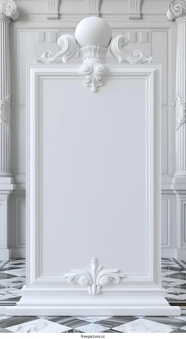 White Ornate Frame  Blank Plaque Mockup