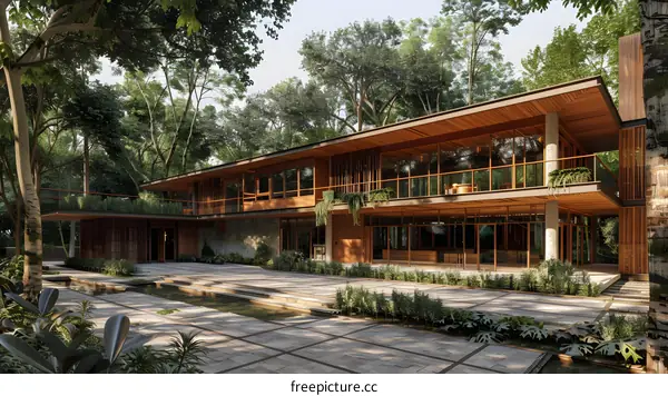 Modern Wooden House in Forest
