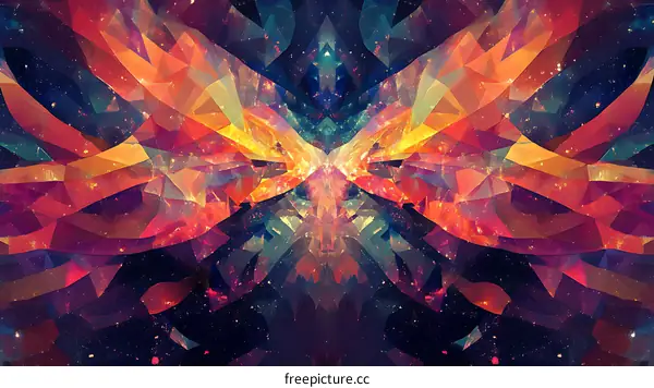 Abstract Geometric Artwork with Galaxy Background