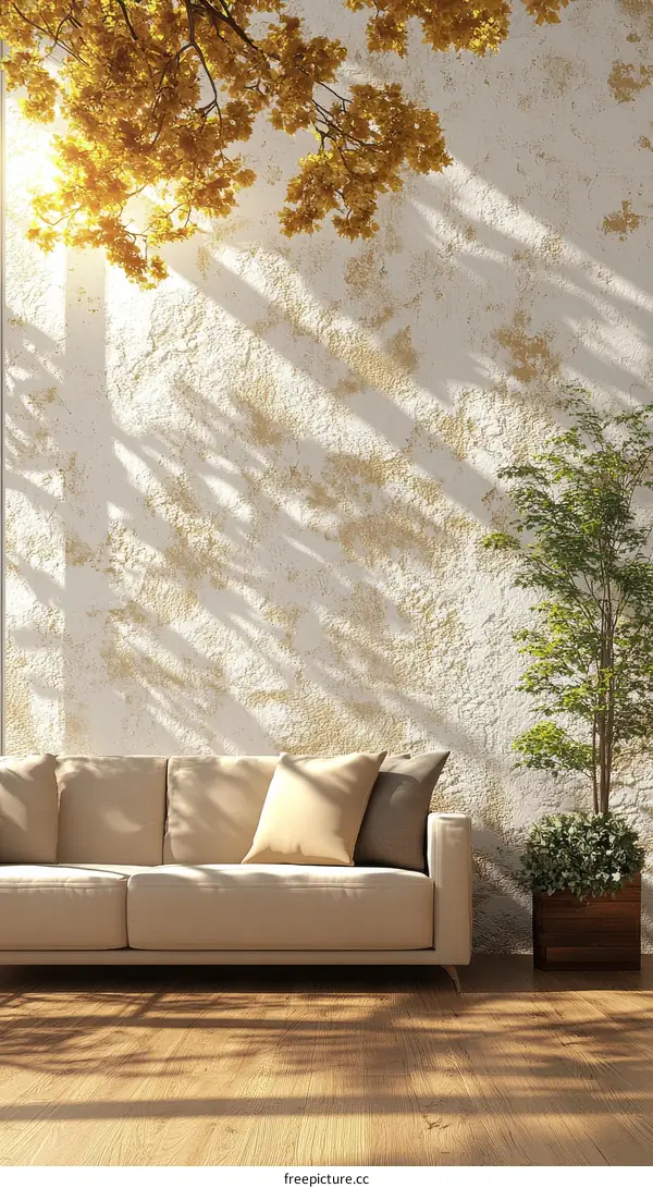 Sunny Interior Living Room with Autumnal Accents