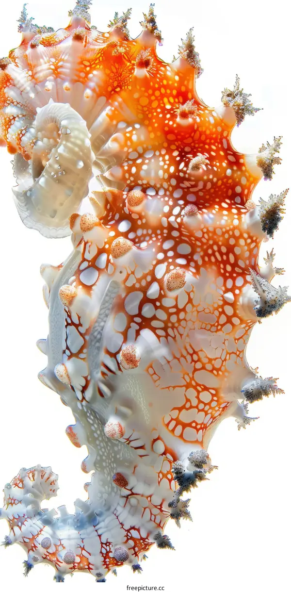A Stunning Close-Up of a Rare Orange-Spotted Seahorse
