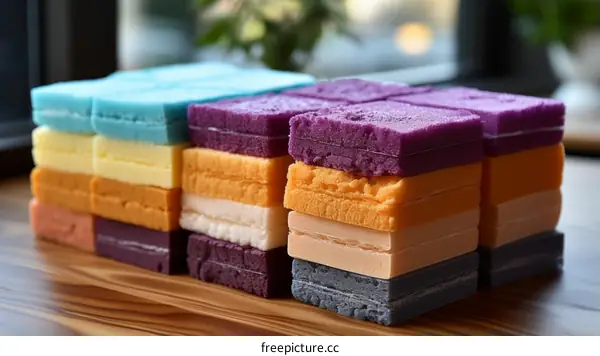 Colorful Blocks of Modeling Clay or Playdough on a Wooden Table