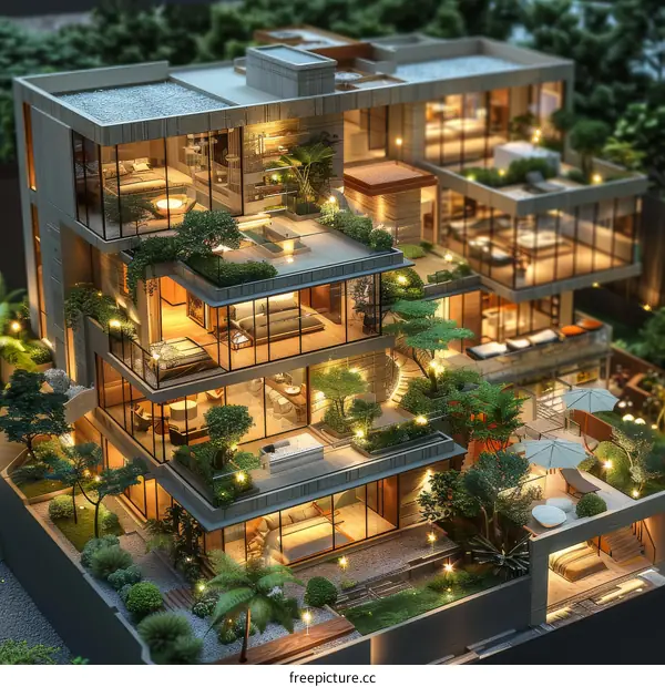 Captivating Modern Home with Luxurious Courtyard and Pool