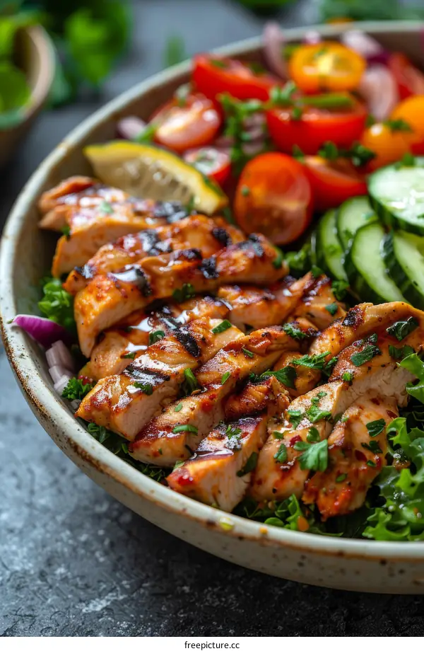 Grilled Chicken Salad with Lemon Tahini Dressing