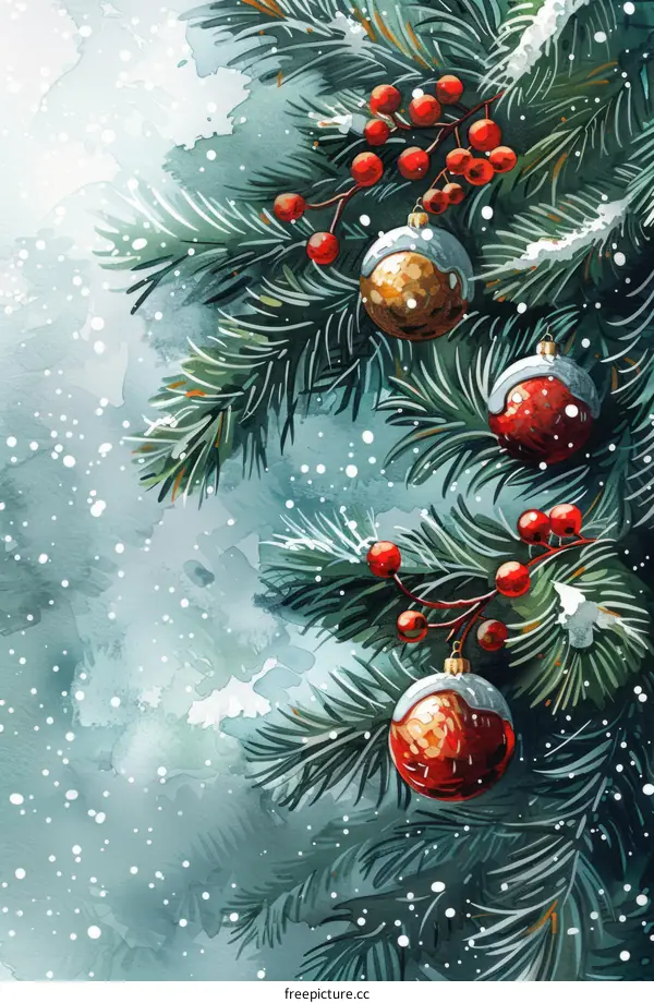 Christmas tree with red and gold ornaments