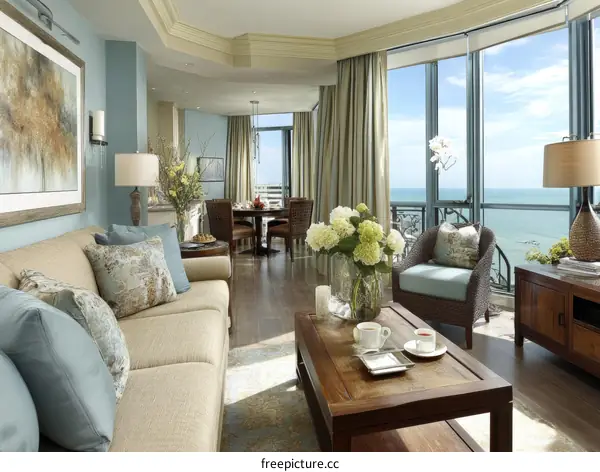 Modern Coastal Living Room Interior Design