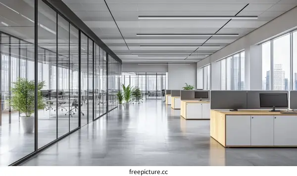 Modern Office Interior Design with Glass Partitions