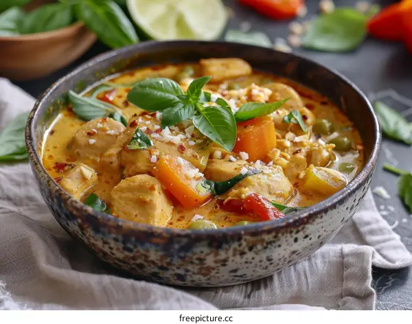 Aromatic Thai Red Curry with Vegetables and Chicken