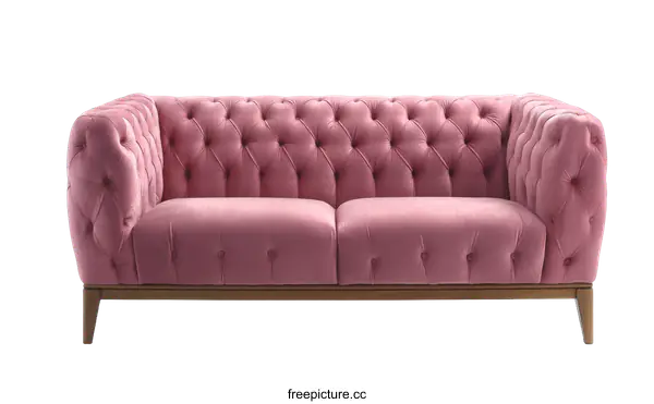 [Transparent Background PNG]Elegant Pink Sofa with Classic Tufting