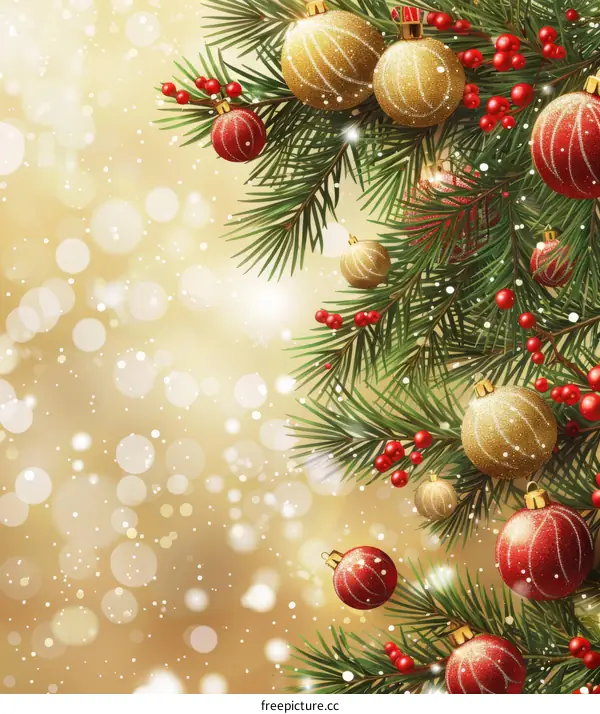 Christmas Tree Branch with Decorative Balls