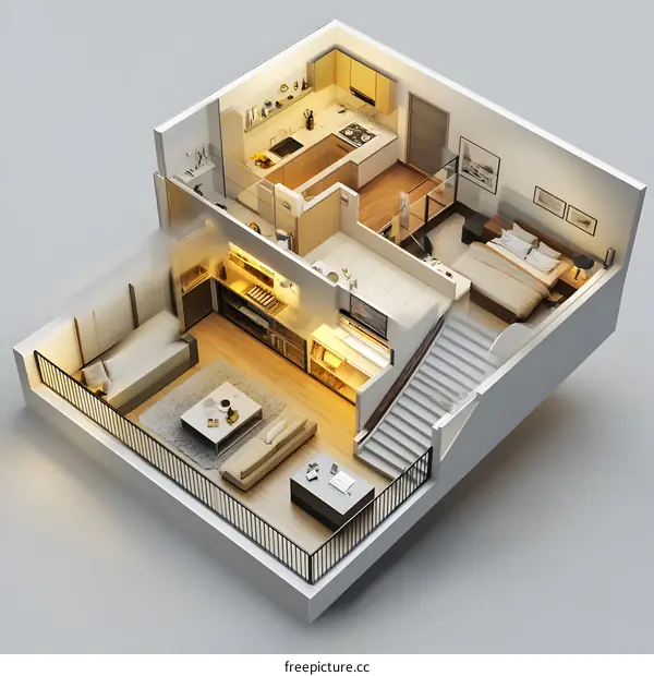 Modern Duplex Apartment Interior Design with Stairs