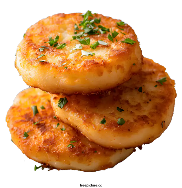[Transparent Background PNG]three fried potato pancakes