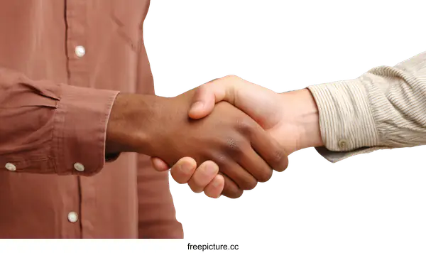 [Transparent Background PNG]Business Handshake Between Two Diverse People