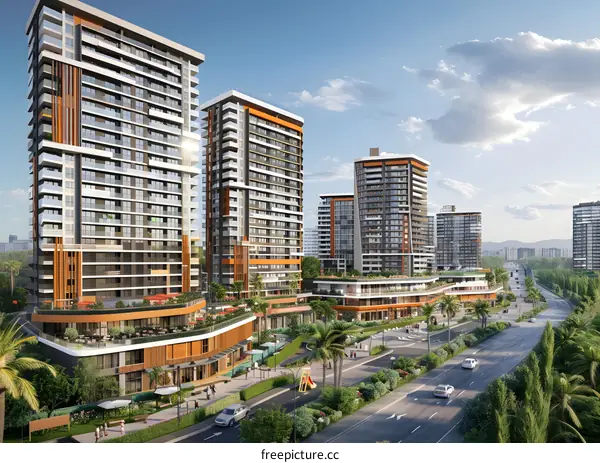 Modern Residential Complex With Green Spaces