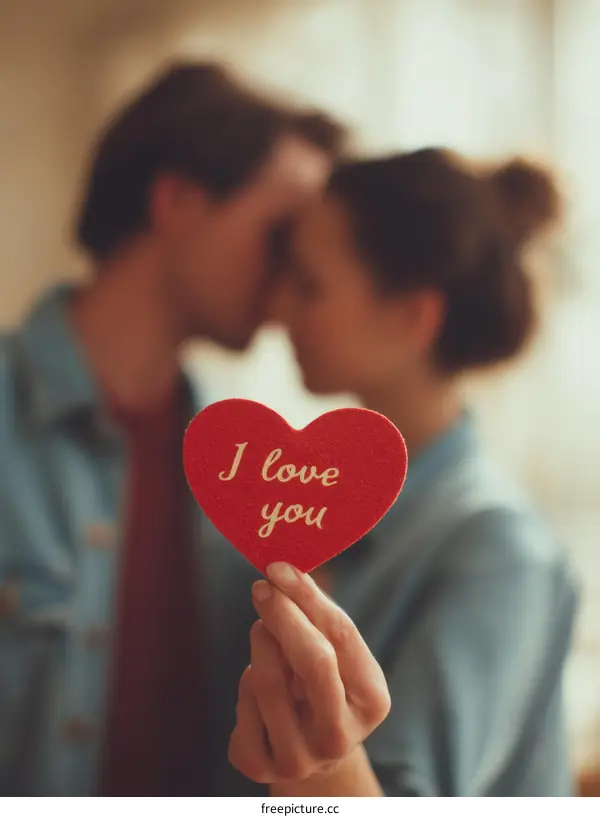Couple Kissing with I Love You Heart