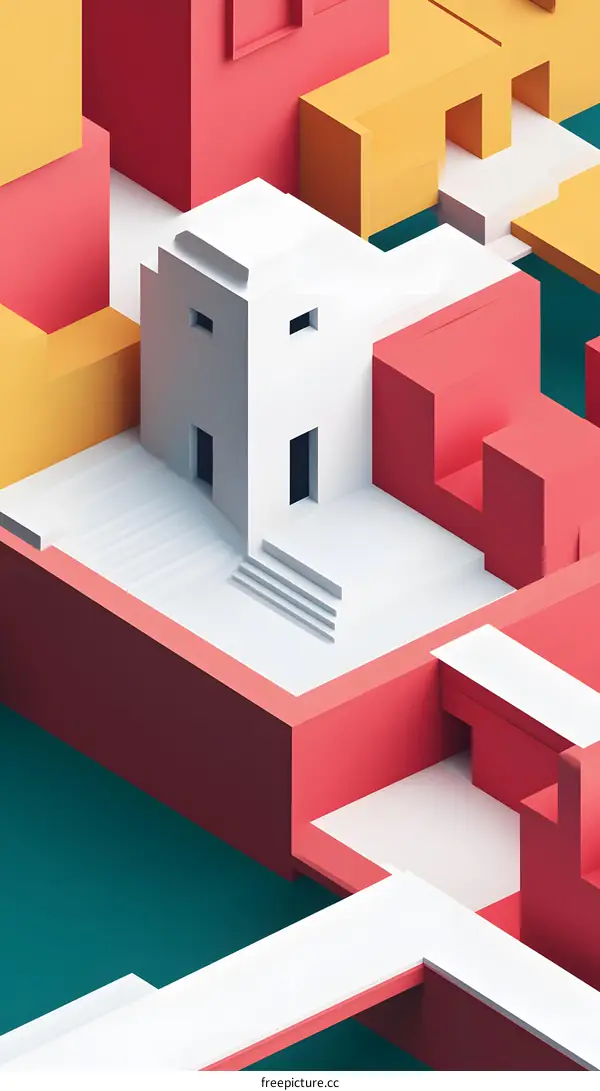 Abstract Minimalist Geometric Building Architecture Design