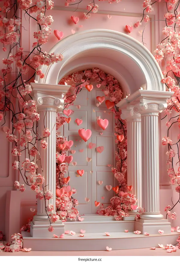 Romantic and beautiful pink Valentines Day wedding background