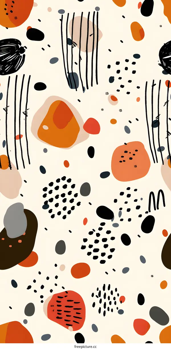 Abstract Seamless Pattern with Geometric Shapes, Lines and Dots