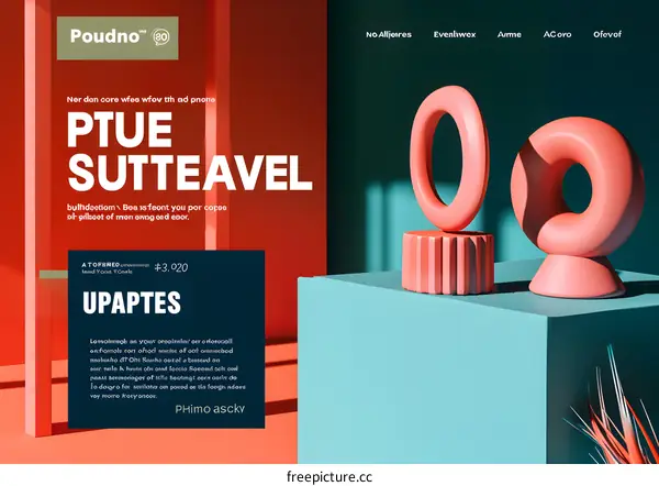 Abstract 3D Geometric Shapes on a Turquoise Background