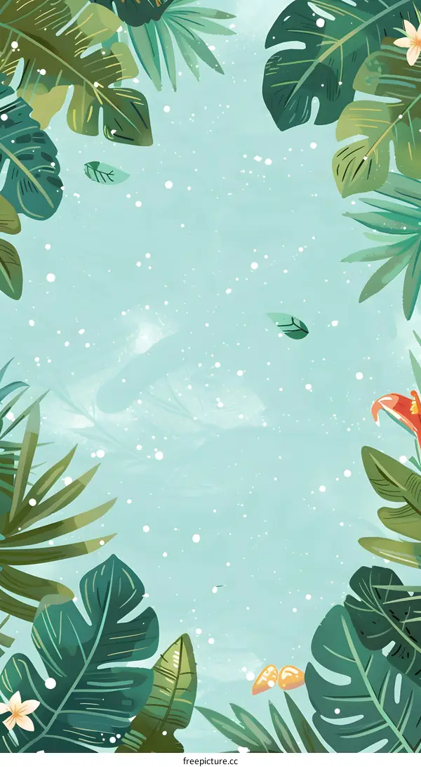Green Tropical Leaves Background Illustration