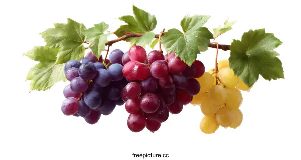 [Transparent Background PNG]Fresh Grapes Cluster on Branch
