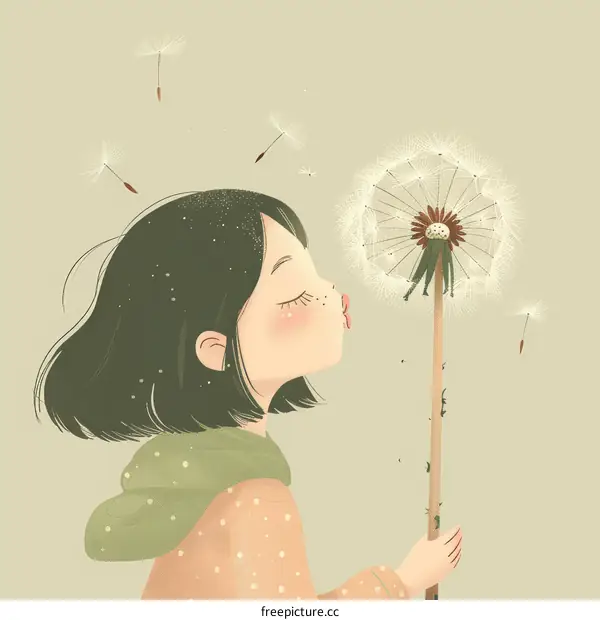 A Child Blowing a Dandelion
