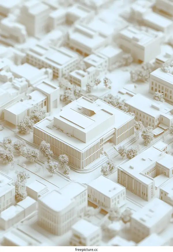 White Minimalist Cityscape Building Model