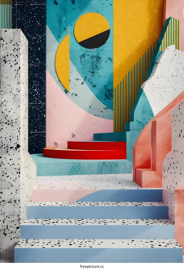 Abstract Geometric 3D Illustration With Colorful Shapes