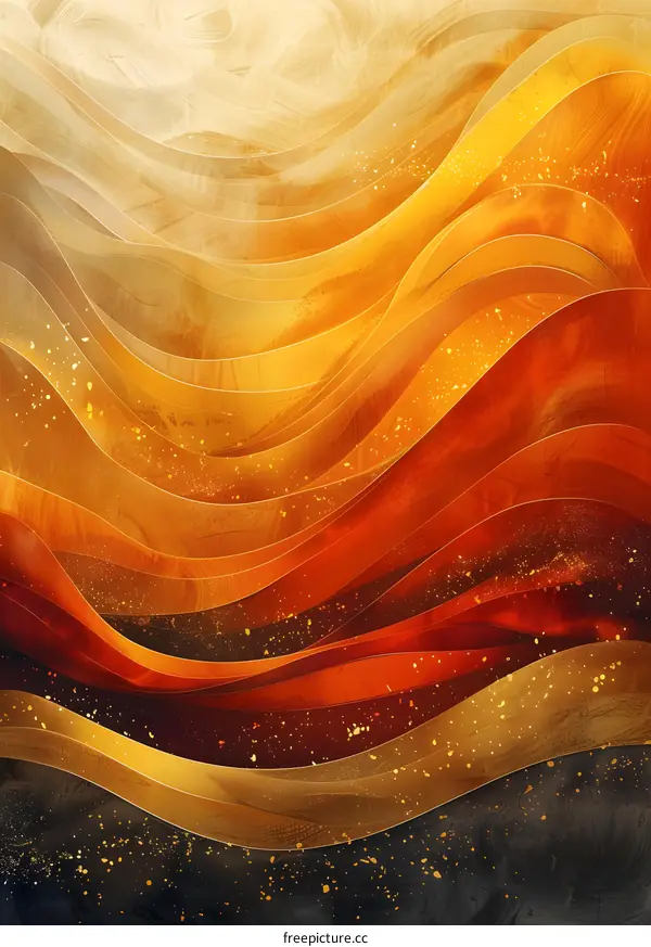Wavy orange and gold abstract painting