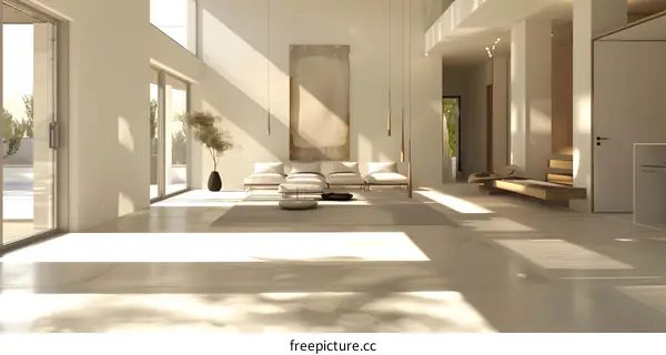 Minimalist Living Room with Large Windows and Natural Light