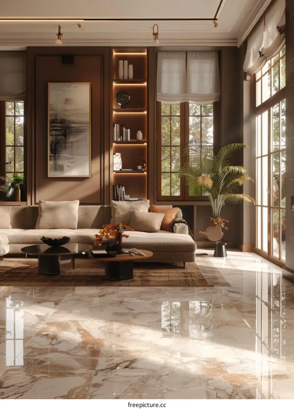 Modern Living Room Interior Design with Indoor Plants